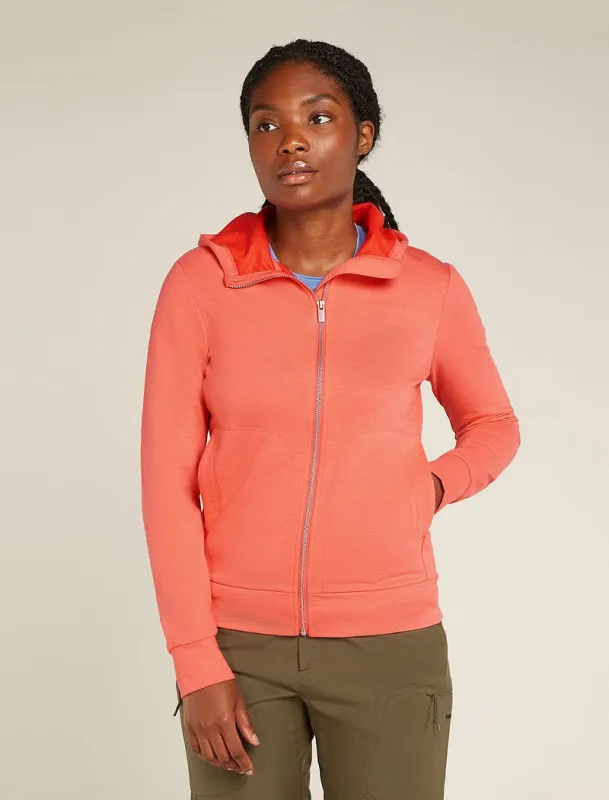 Icebreaker Central Classic Long Sleeve Zip Hoodie - Woman - Tang - Size XS made by Icebreaker