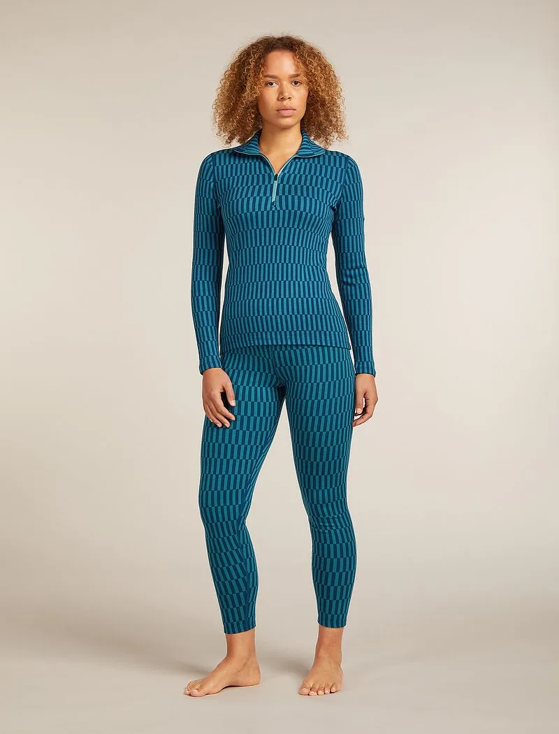 Icebreaker Merino 260 Tech Vertex Long Sleeve Half Zip Thermal Top Snow Grid - Woman - Topaz/atlantis - Size S sold by Icebreaker product image thumbnail 3