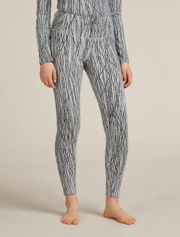 Icebreaker Merino 260 Tech Vertex High Rise Thermal Leggings Delta Lines - Woman - Snow/black - Size L sold by Icebreaker