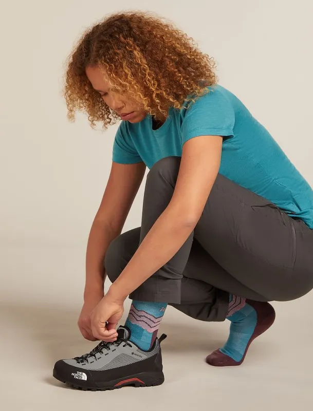 Icebreaker Merino Hike+ Medium Crew Socks Across the Peaks - Woman - Topaz/java - Size S sold by Icebreaker