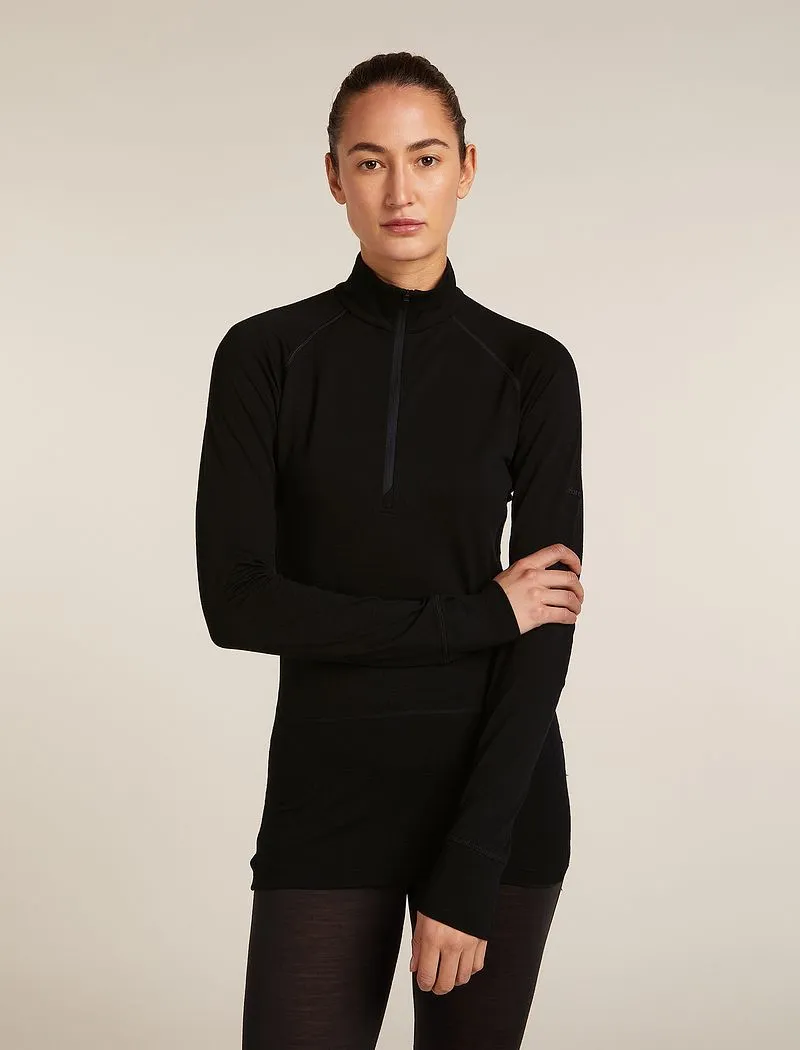 Icebreaker Merino 200 ZoneKnit™ Long Sleeve Half Zip Thermal Top - Woman - Black - Size XL sold by Icebreaker