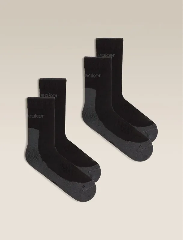 Icebreaker Merino Hike+ Light Crew 2 Pack Socks - Man - Black/obsidian - Size L sold by Icebreaker