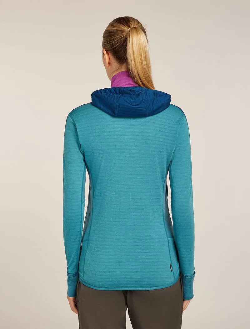 Icebreaker Merino Blend 300 RealFleece™ Descender Long Sleeve Zip Hoodie - Woman - Topaz/atlantis - Size S sold by Icebreaker product image thumbnail 2