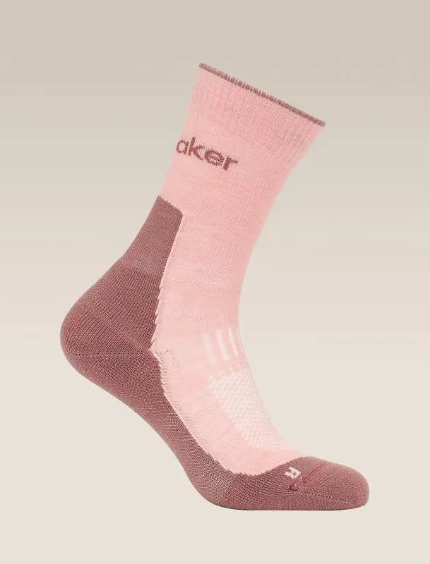 Icebreaker Merino Hike+ Light Crew Socks - Woman - Blush/summit - Size L sold by Icebreaker