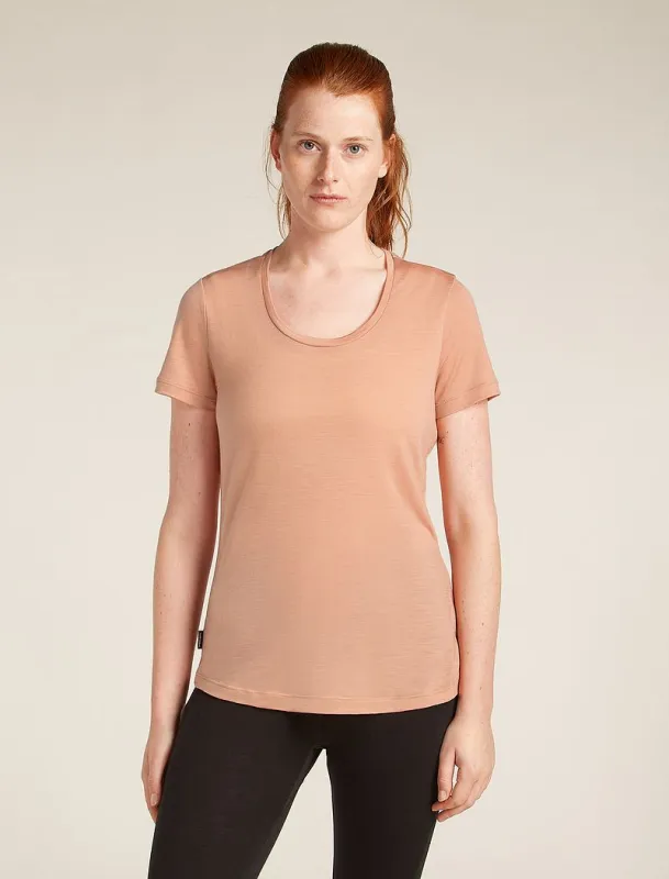 Icebreaker Merino Blend 125 Cool-Lite™ Sphere Short Sleeve Scoop T-Shirt - Woman - Desert Sand - Size S sold by Icebreaker