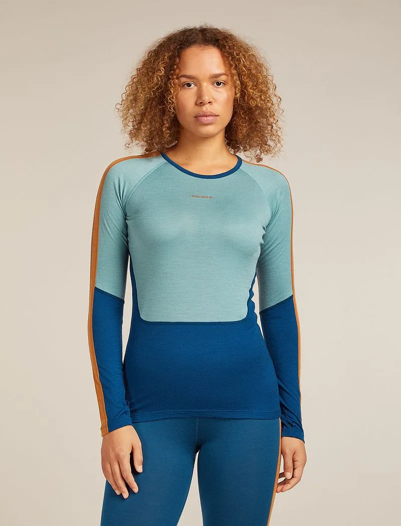 Icebreaker Merino 200 Oasis+ Long Sleeve Crew Thermal Top - Woman - Atlantis/hydro - Size M sold by Icebreaker