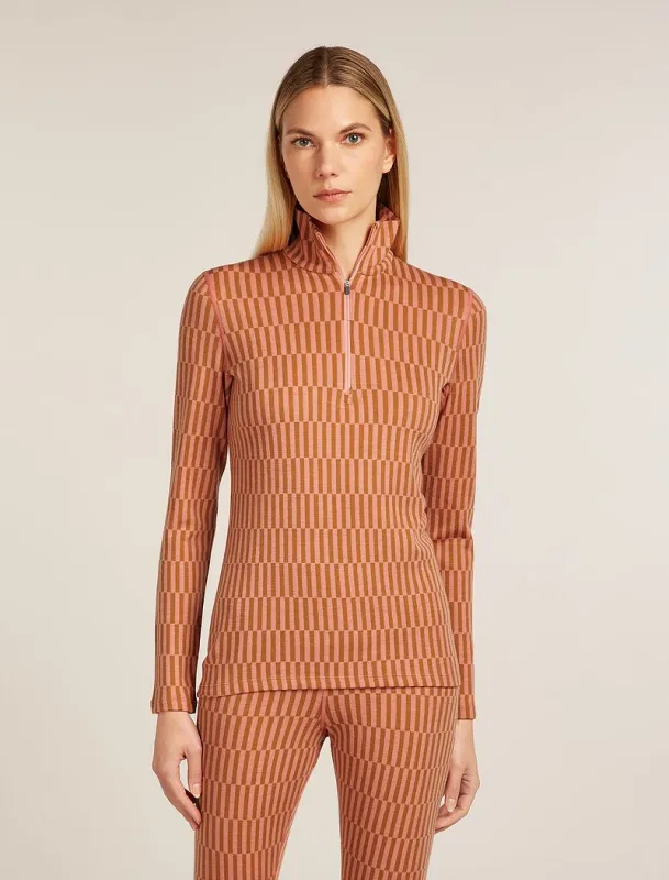 Icebreaker Merino 260 Tech Vertex Long Sleeve Half Zip Thermal Top Snow Grid - Woman - Trail/acid Pink - Size XS sold by Icebreaker