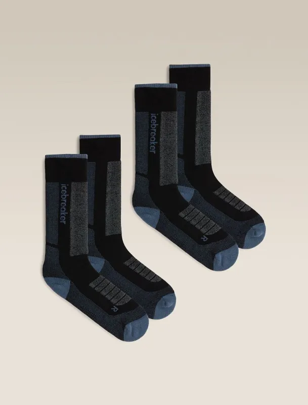 Icebreaker Merino Blend Ski+ Medium Over The Calf  2 Pack Socks - Woman - Black/dawn - Size L sold by Icebreaker