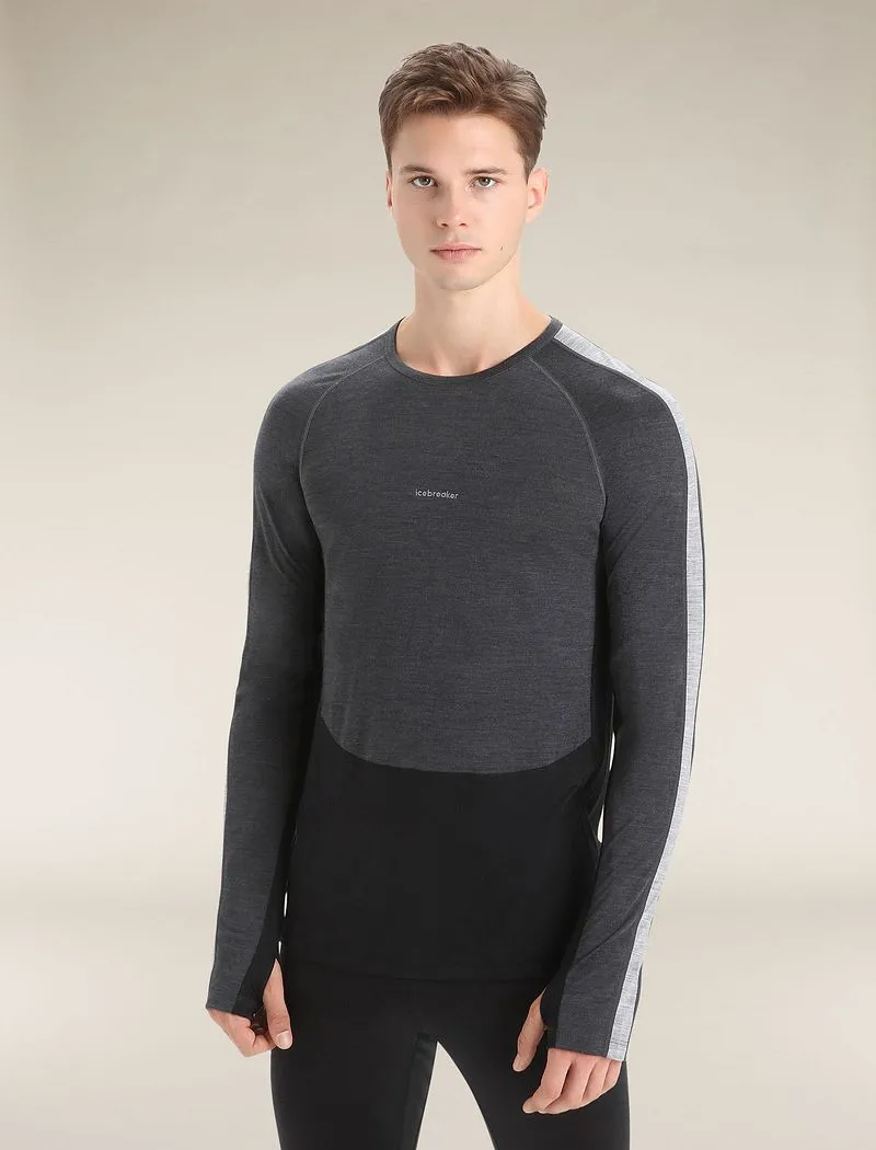 Icebreaker 125 ZoneKnit™ Long Sleeve Crew Thermal Top - Man - Jet Heather/black - Size L sold by Icebreaker