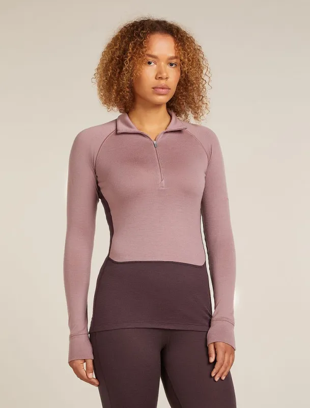 Icebreaker Merino 260 ZoneKnit™ Long Sleeve Half Zip Thermal Top - Woman - Java/summit - Size M sold by Icebreaker