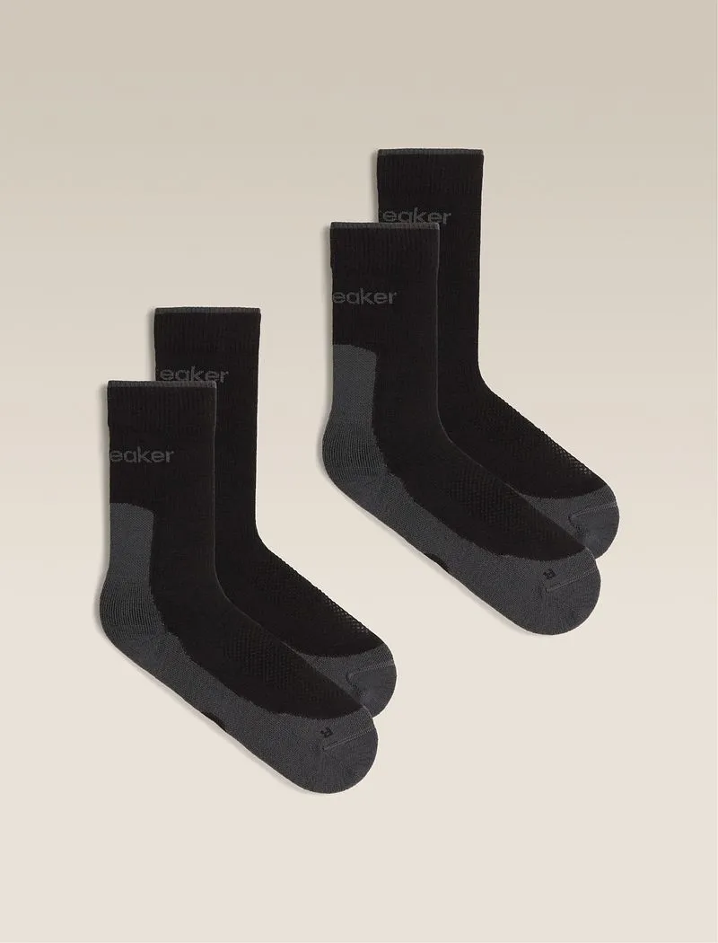 Icebreaker Merino Hike+ Light Crew 2 Pack Socks - Man - Black/obsidian - Size S sold by Icebreaker