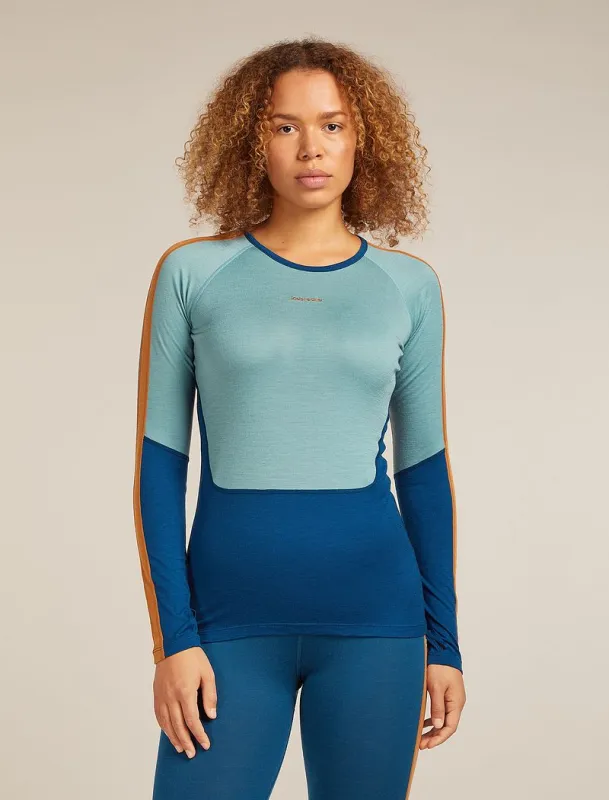 Icebreaker Merino 200 Oasis+ Long Sleeve Crew Thermal Top - Woman - Atlantis/hydro - Size XS sold by Icebreaker