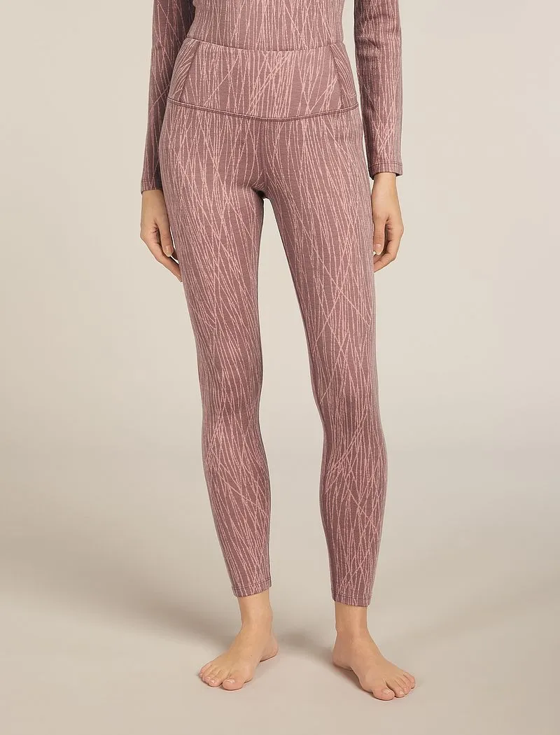 Icebreaker Merino 260 Tech Vertex High Rise Thermal Leggings Delta Lines - Woman - Summit/blush - Size XL sold by Icebreaker