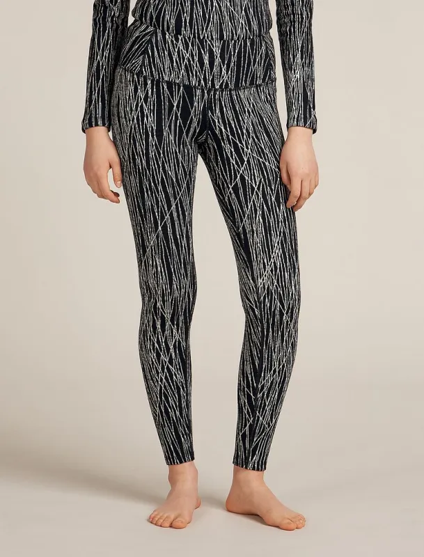 Icebreaker Merino 260 Tech Vertex High Rise Thermal Leggings Delta Lines - Woman - Black/snow - Size L sold by Icebreaker