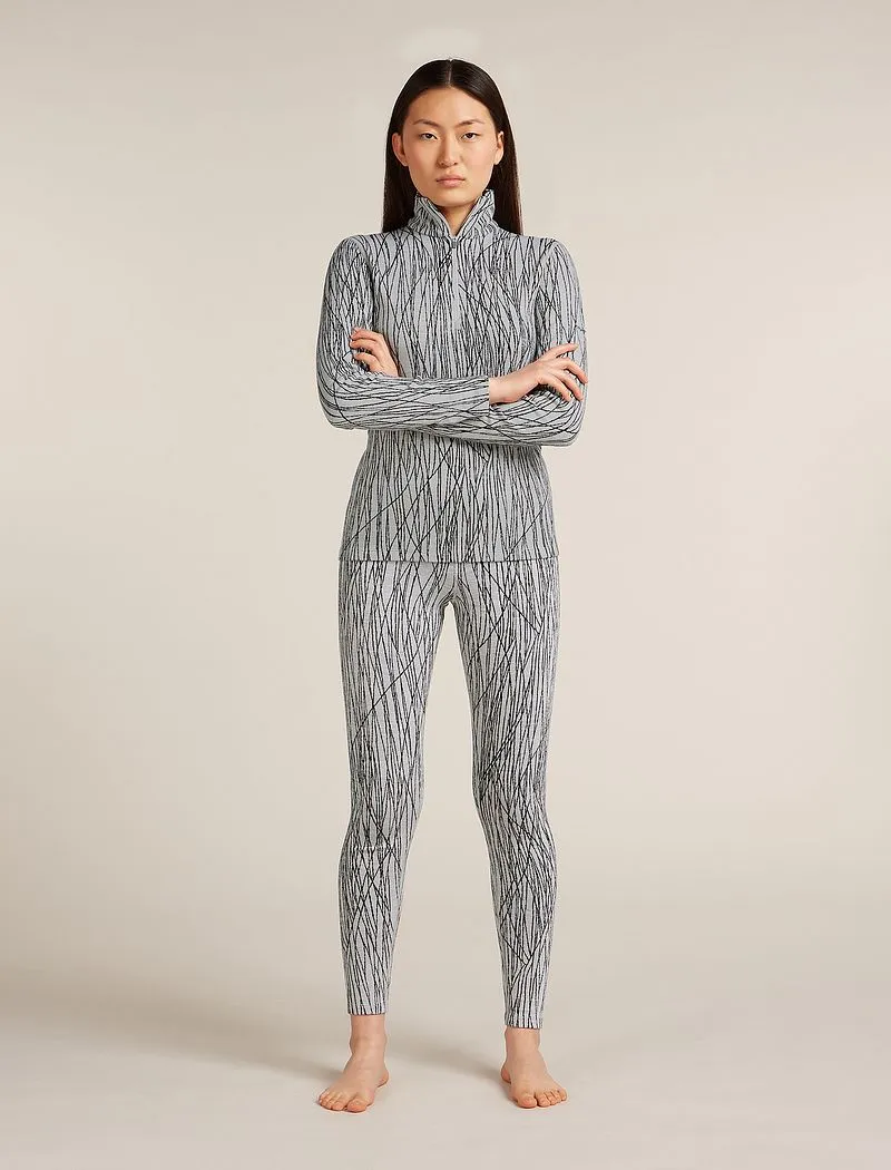 Icebreaker Merino 260 Tech Vertex High Rise Thermal Leggings Delta Lines - Woman - Snow/black - Size XS sold by Icebreaker product image thumbnail 3