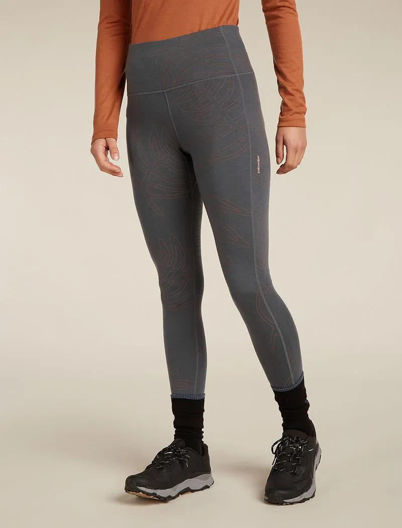 Icebreaker Merino 260 Fastray 25" High Rise Tights Fresh Ferns - Woman - Obsidian/carob - Size XS sold by Icebreaker