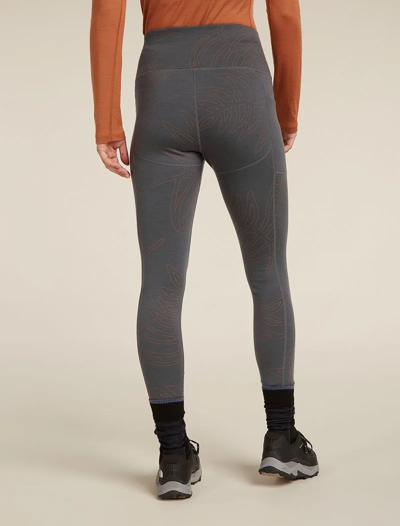 Icebreaker Merino 260 Fastray 25" High Rise Tights Fresh Ferns - Woman - Obsidian/carob - Size XS sold by Icebreaker product image thumbnail 2