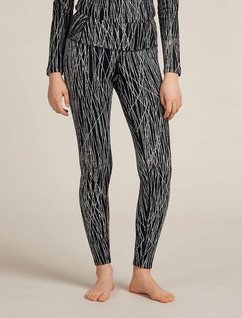 Icebreaker Merino 260 Tech Vertex High Rise Thermal Leggings Delta Lines - Woman - Black/snow - Size XL sold by Icebreaker