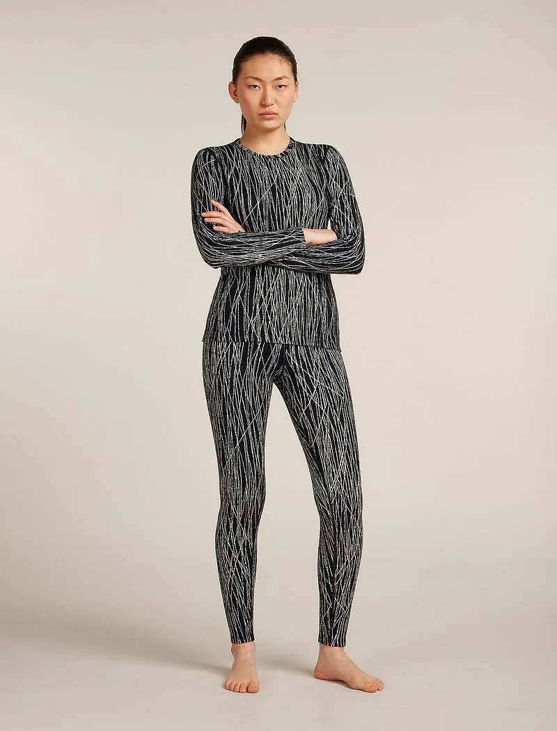 Icebreaker Merino 260 Tech Vertex High Rise Thermal Leggings Delta Lines - Woman - Black/snow - Size XL sold by Icebreaker product image thumbnail 3