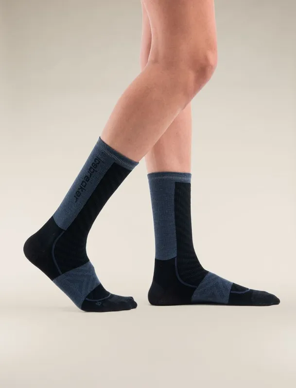 Icebreaker Merino Blend Run+ Ultralight Crew Socks - Woman - Black/graphite - Size L sold by Icebreaker