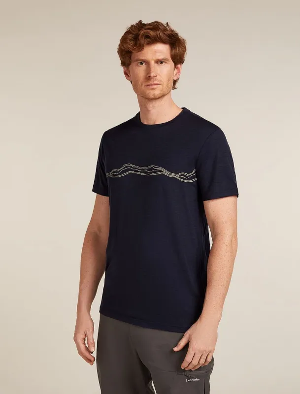Icebreaker Merino 150 Tech Lite Short Sleeve T-Shirt Mountain Pulse - Man - Midnight Navy - Size XXL sold by Icebreaker