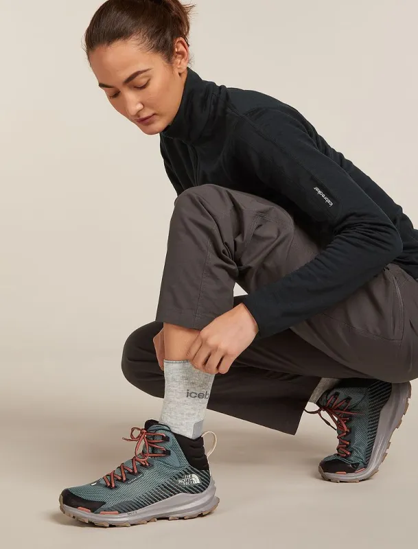 Icebreaker Merino Hike+ Light Crew Socks - Woman - Blizzard Hthr/alloy - Size L sold by Icebreaker