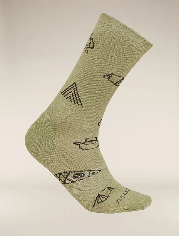 Icebreaker Merino Lifestyle Ultralight Crew Socks Camp Essentials - Man - Lichen/bittersweet - Size S sold by Icebreaker