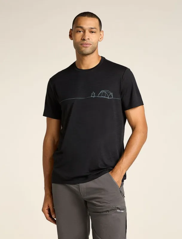Icebreaker Merino 150 Tech Lite Short Sleeve T-Shirt Single Line Camp - Man - Black - Size M sold by Icebreaker