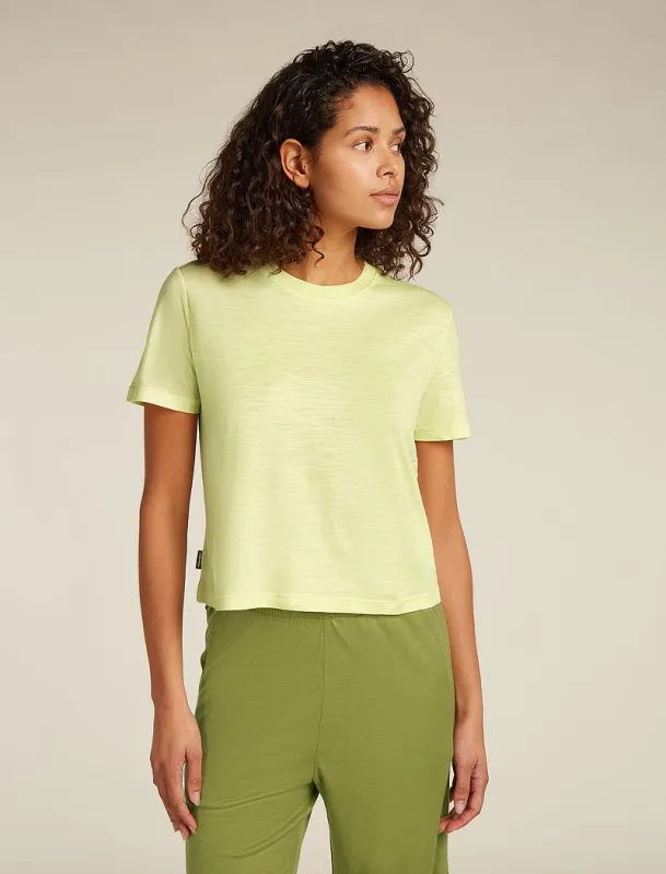 Icebreaker Merino 150 Tech Lite Short Sleeve Crop T-Shirt - Woman - Citrine - Size S sold by Icebreaker