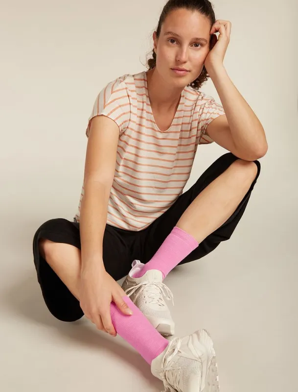 Icebreaker Merino Lifestyle Light Crew Socks - Woman - Pop/snow - Size S sold by Icebreaker