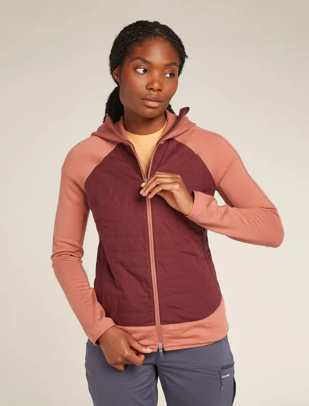 Women's Merino Blend Quantum Hybrid Long Sleeve Zip Hoodie sold by Icebreaker