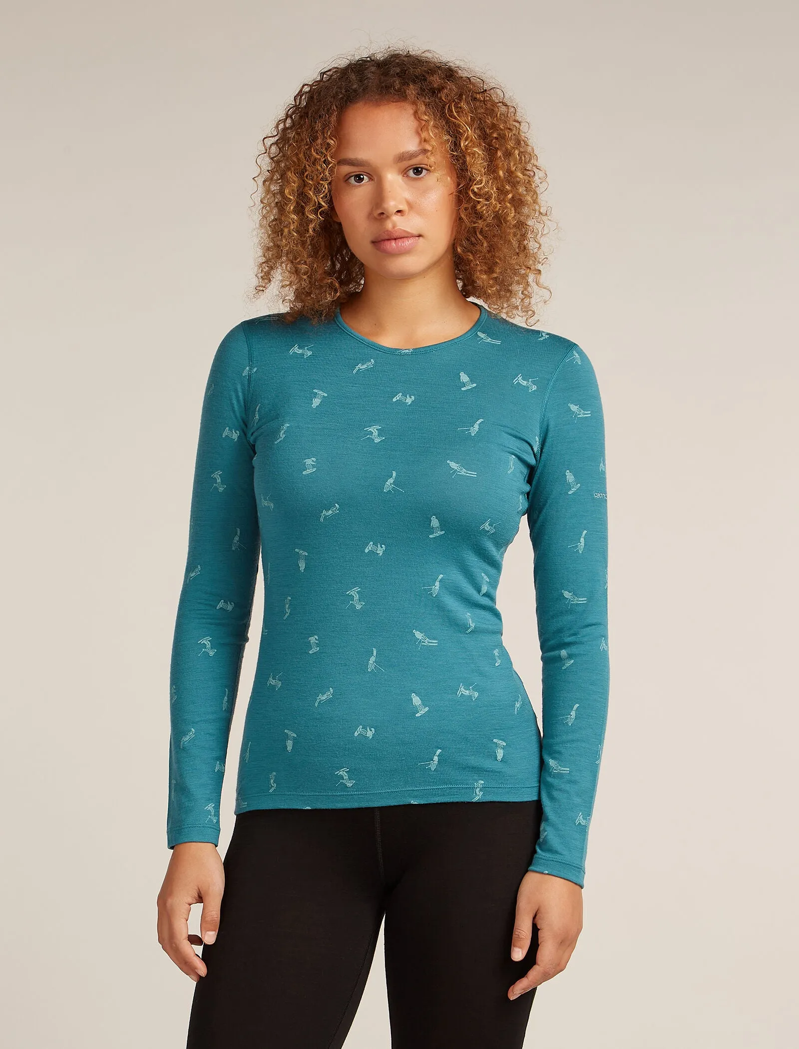 Women's Merino 200 Oasis Long Sleeve Crewe Thermal Top Snow Day sold by Icebreaker