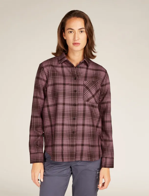 Women's Merino 200 Dawnder Long Sleeve Flannel Shirt Plaid made by Icebreaker
