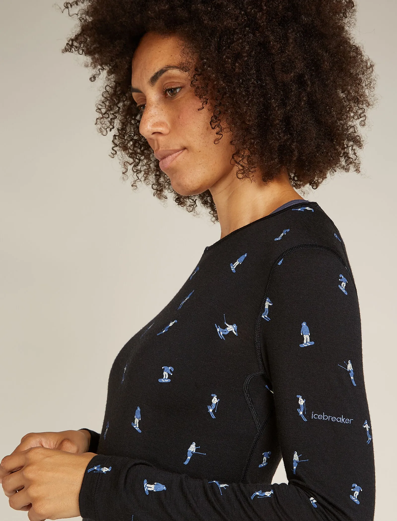 Women's Merino 200 Oasis Long Sleeve Crewe Thermal Top Snow Day sold by Icebreaker product image thumbnail 5