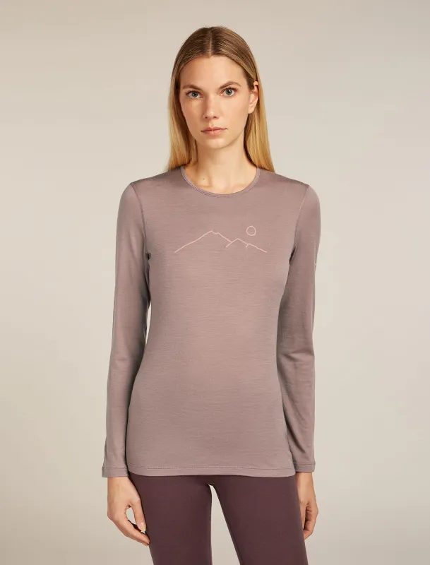 Women's Merino 200 Oasis Long Sleeve Crewe Thermal Top Rainer Ridge sold by Icebreaker
