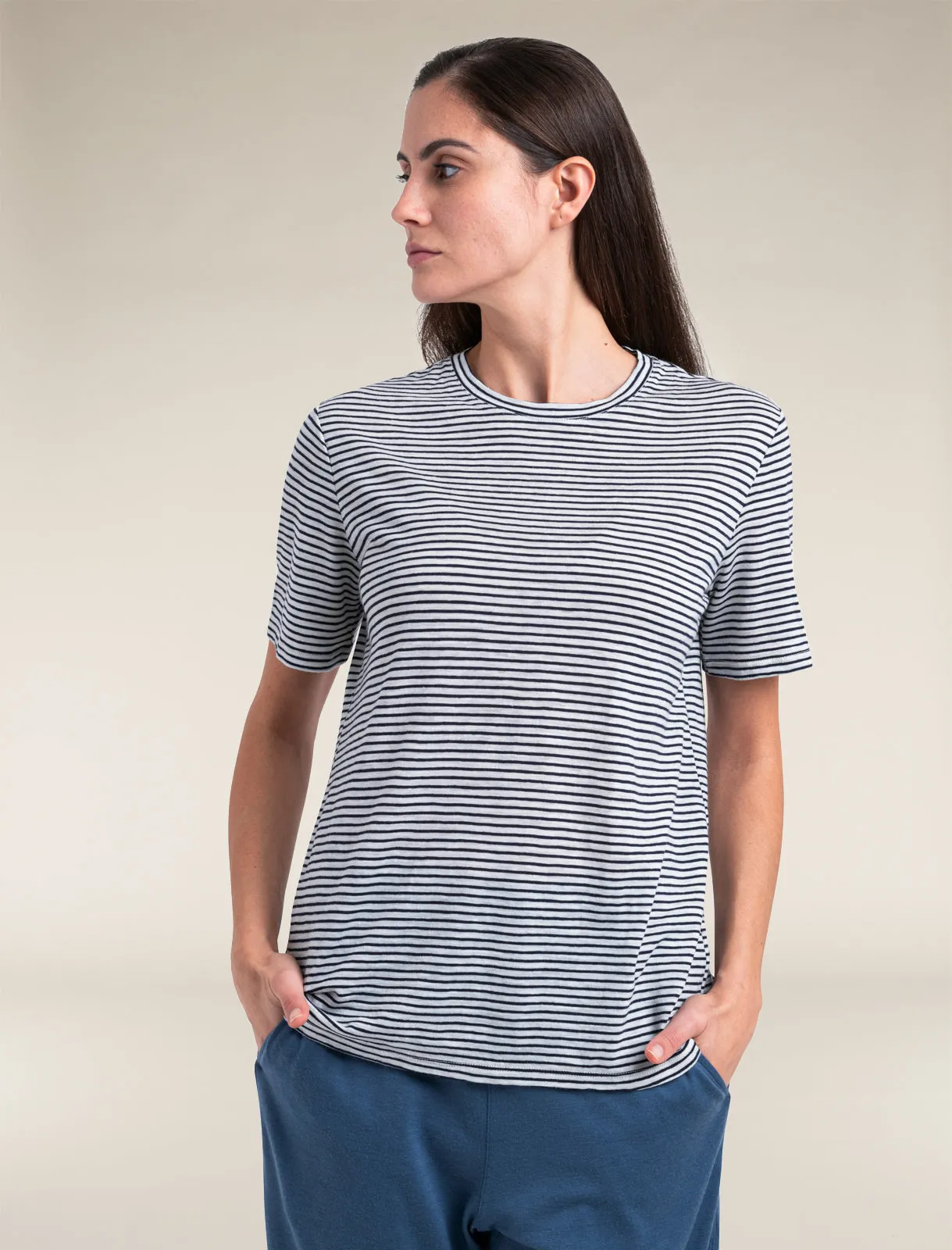 Women's Merino Linen T-Shirt Stripe sold by Icebreaker product image thumbnail 3