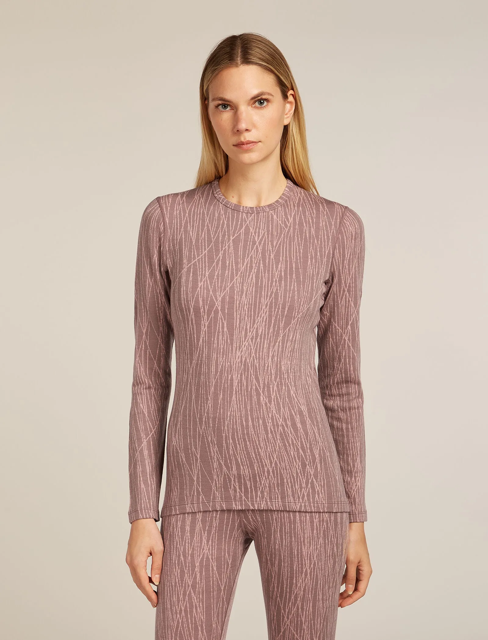 Women's Merino 260 Tech Vertex Long Sleeve Crewe Thermal Top Delta Lines sold by Icebreaker