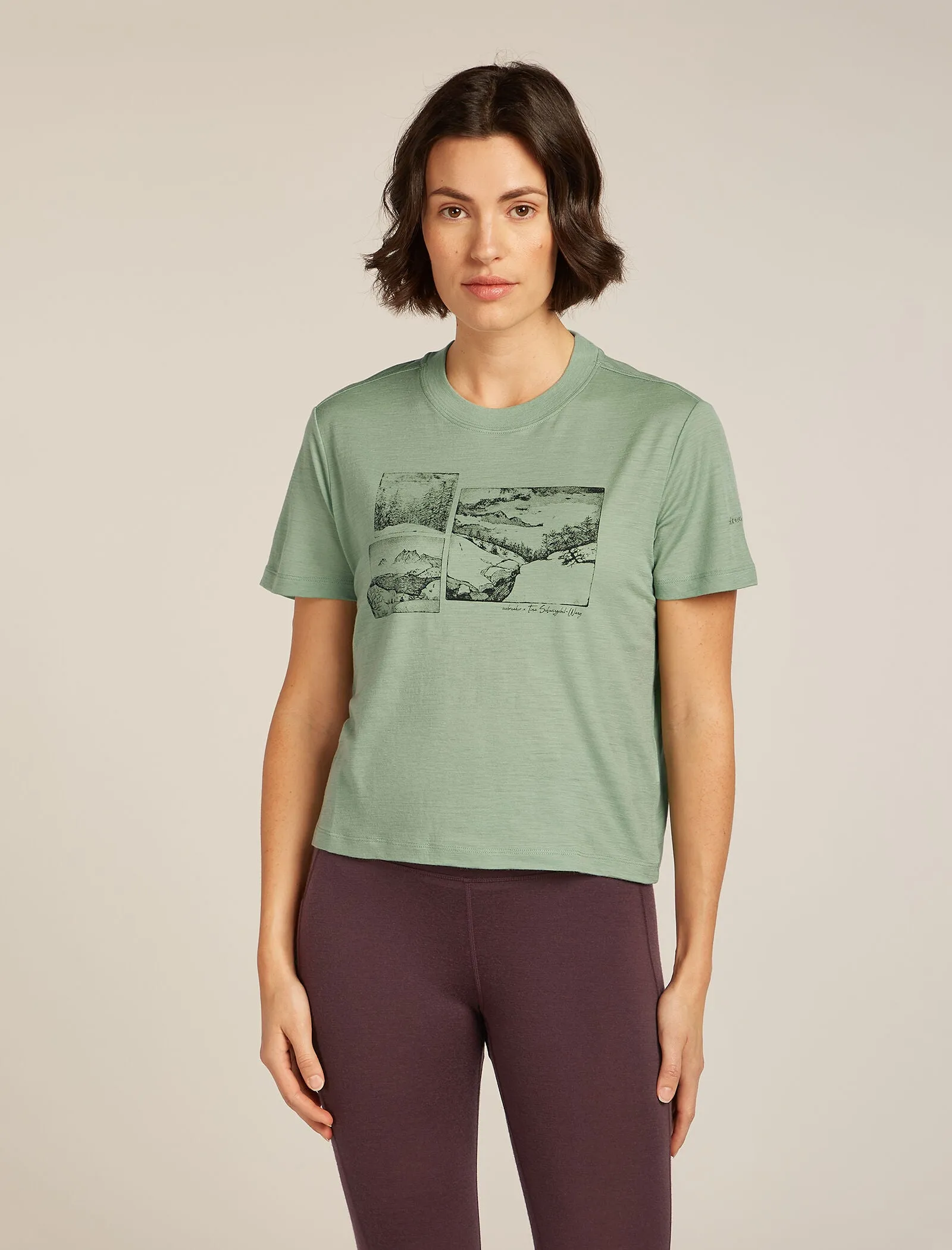 Women's Merino 150 Tech Lite Short Sleeve Crop T-Shirt The Climb sold by Icebreaker