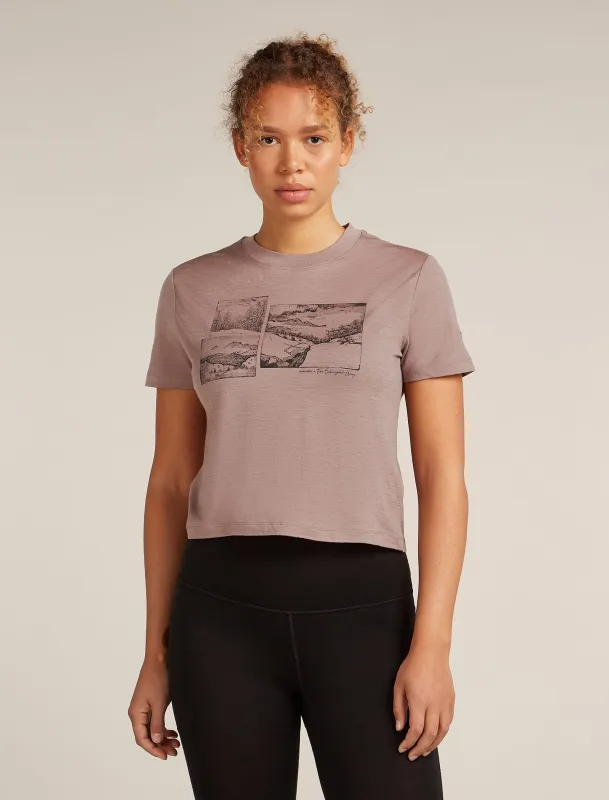 Women's Merino 150 Tech Lite Short Sleeve Crop T-Shirt The Climb made by Icebreaker