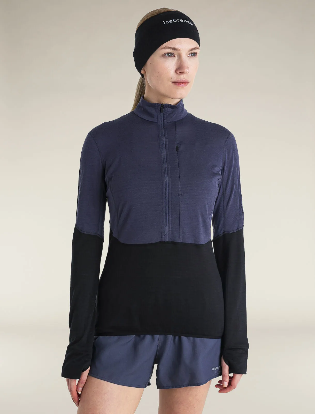 Women's Merino Blend 200 Realfleece™ Descender Long Sleeve Half Zip Top sold by Icebreaker