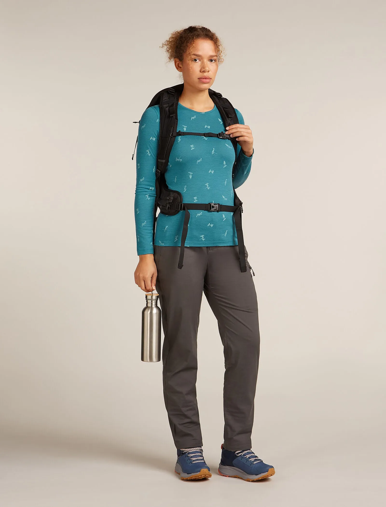 Women's Merino 200 Oasis Long Sleeve Crewe Thermal Top Snow Day sold by Icebreaker product image thumbnail 4