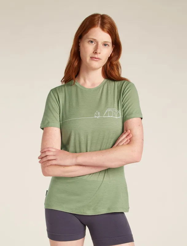 Women's Merino 150 Tech Lite Short Sleeve T-Shirt Single Line Camp sold by Icebreaker