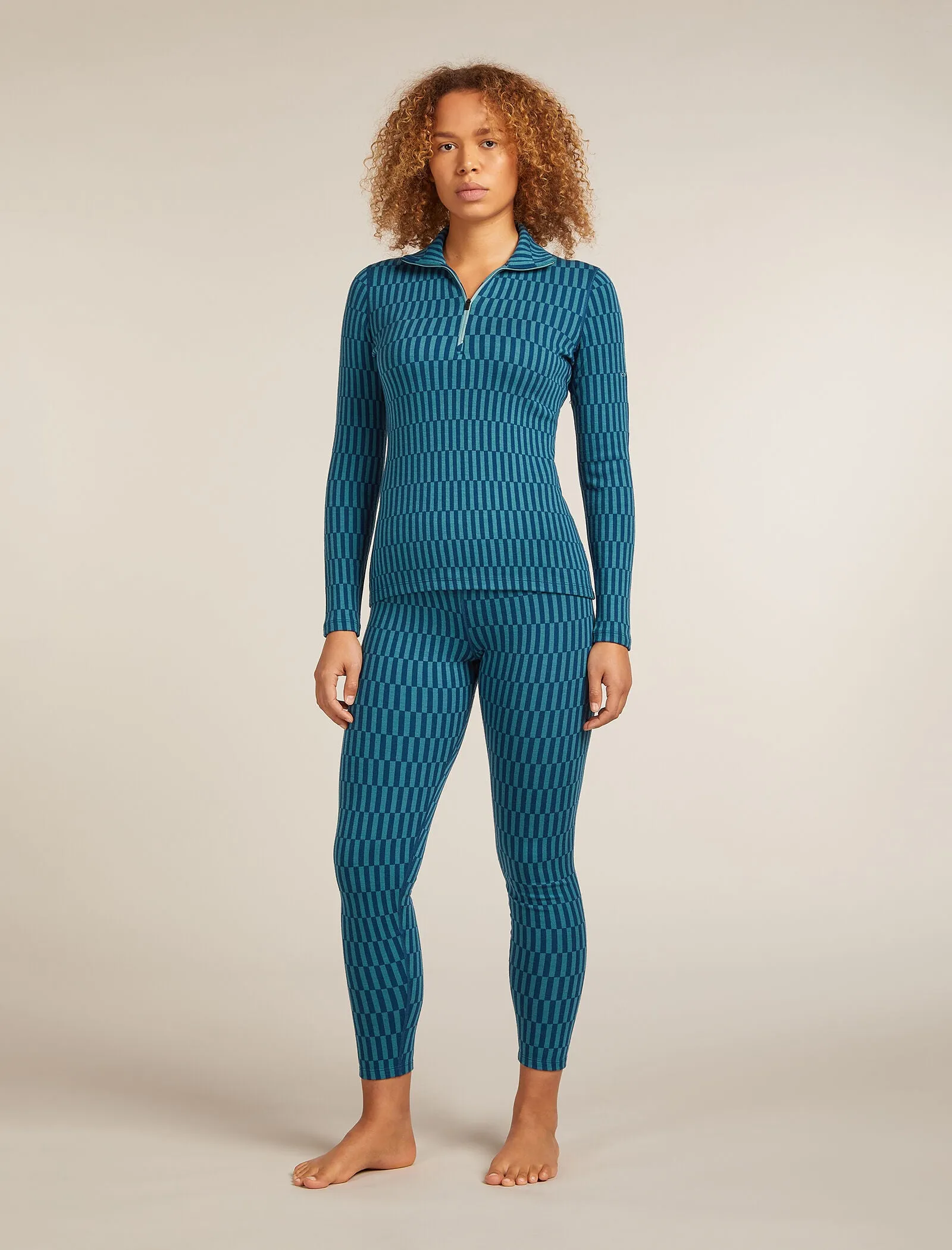 Women's Merino 260 Tech Vertex High Rise Thermal Leggings Snow Grid sold by Icebreaker product image thumbnail 3