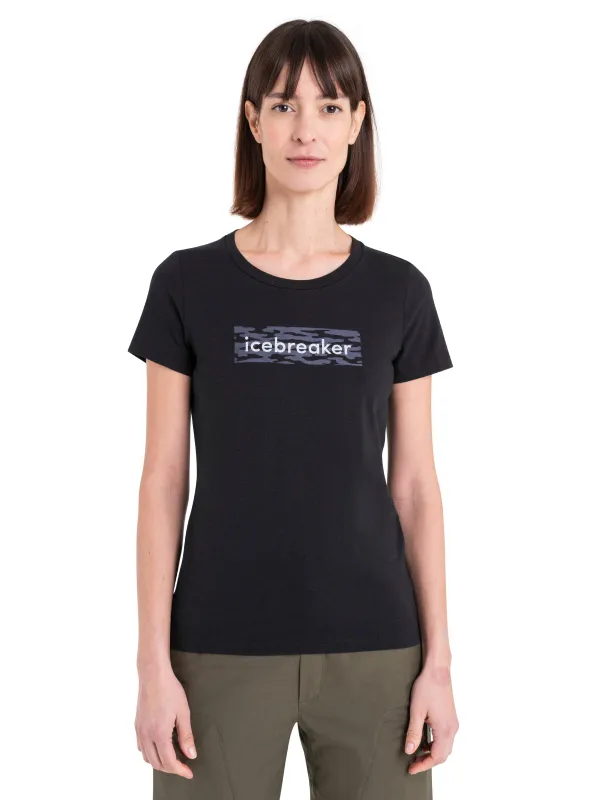 Women's Merino Blend Central Classic T-Shirt Glacial Flow Logo sold by Icebreaker