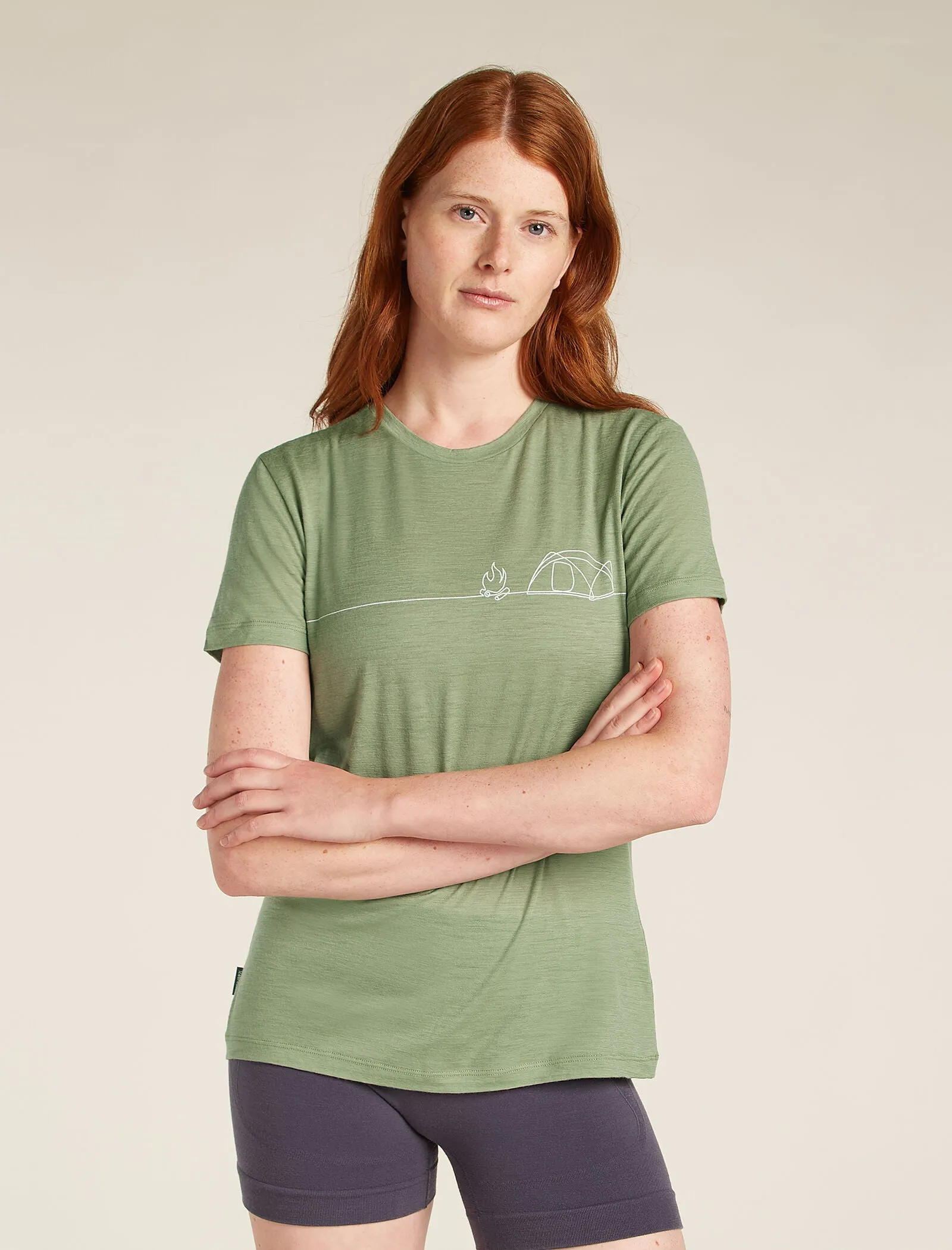 Women's Merino 150 Tech Lite Short Sleeve T-Shirt Single Line Camp sold by Icebreaker