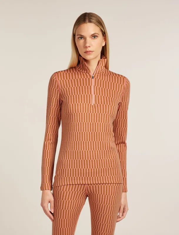 Women's Merino 260 Tech Vertex Long Sleeve Half Zip Thermal Top Snow Grid sold by Icebreaker