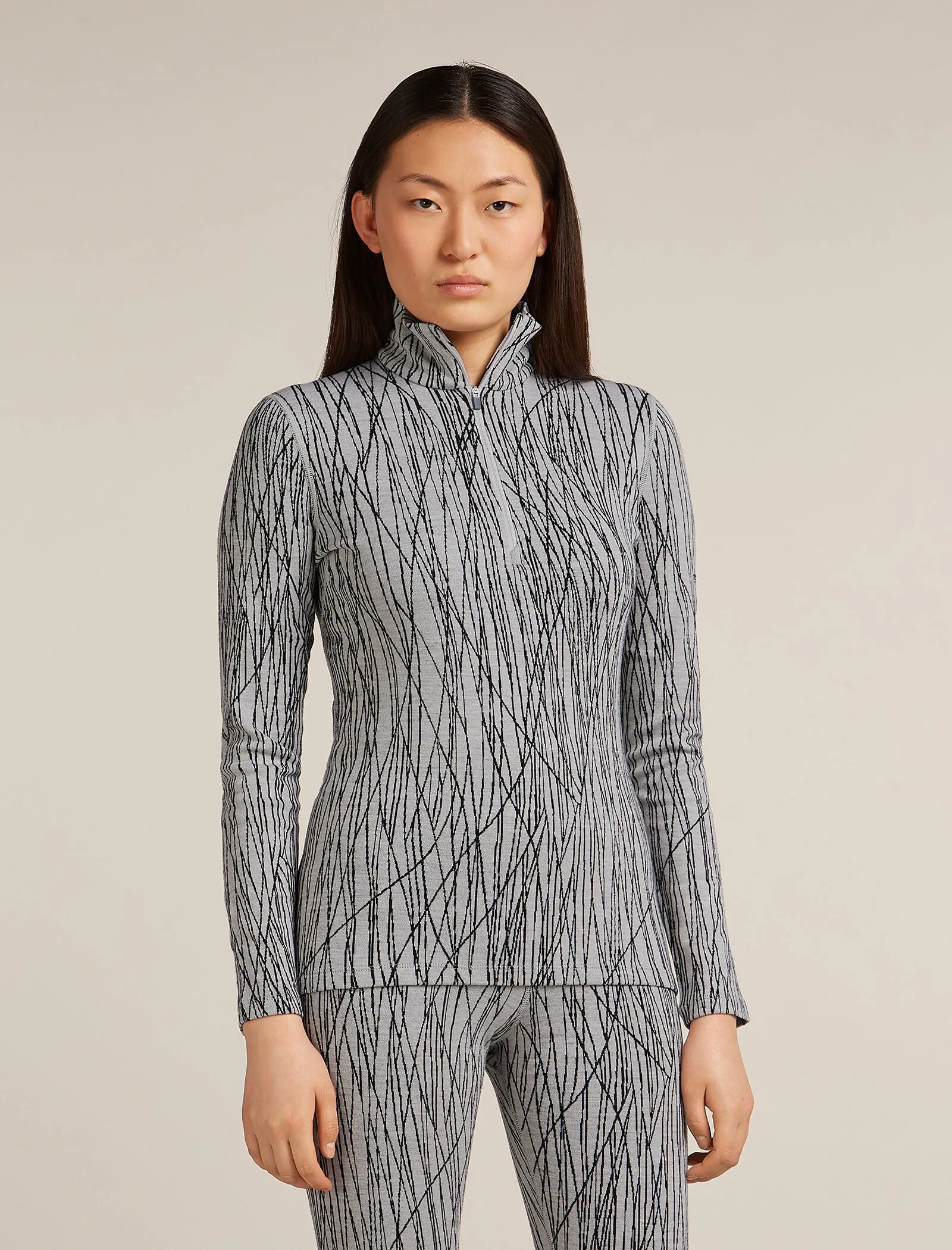 Women's Merino 260 Tech Vertex Long Sleeve Half Zip Thermal Top Delta Lines sold by Icebreaker