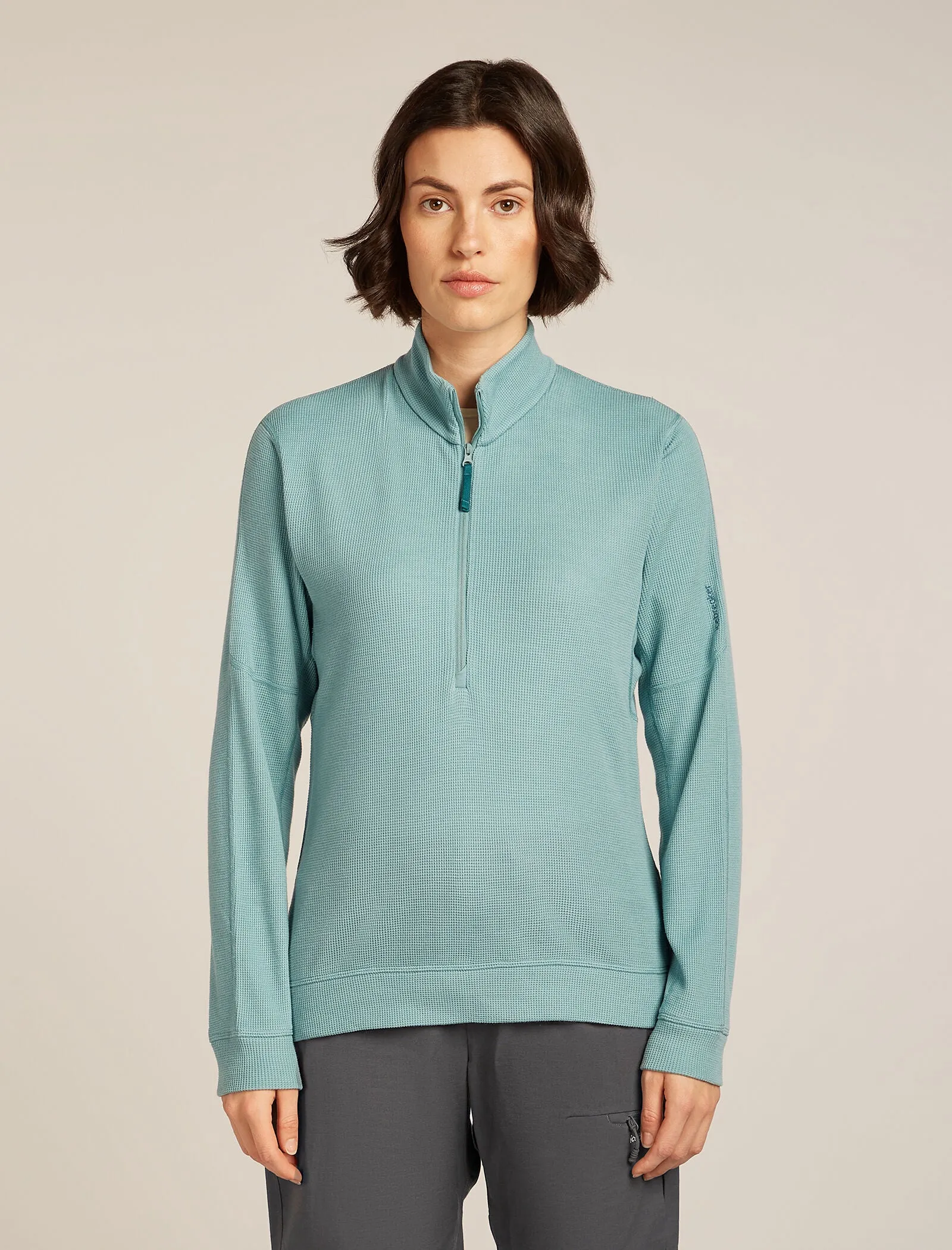 Women's Merino 260 Waffle Knit Wander Long Sleeve Half Zip Top sold by Icebreaker