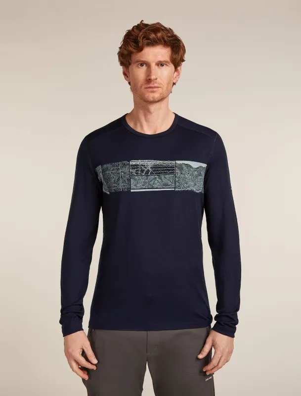 Men's Merino 200 Oasis Long Sleeve Crewe Thermal Top Elevation Line made by Icebreaker