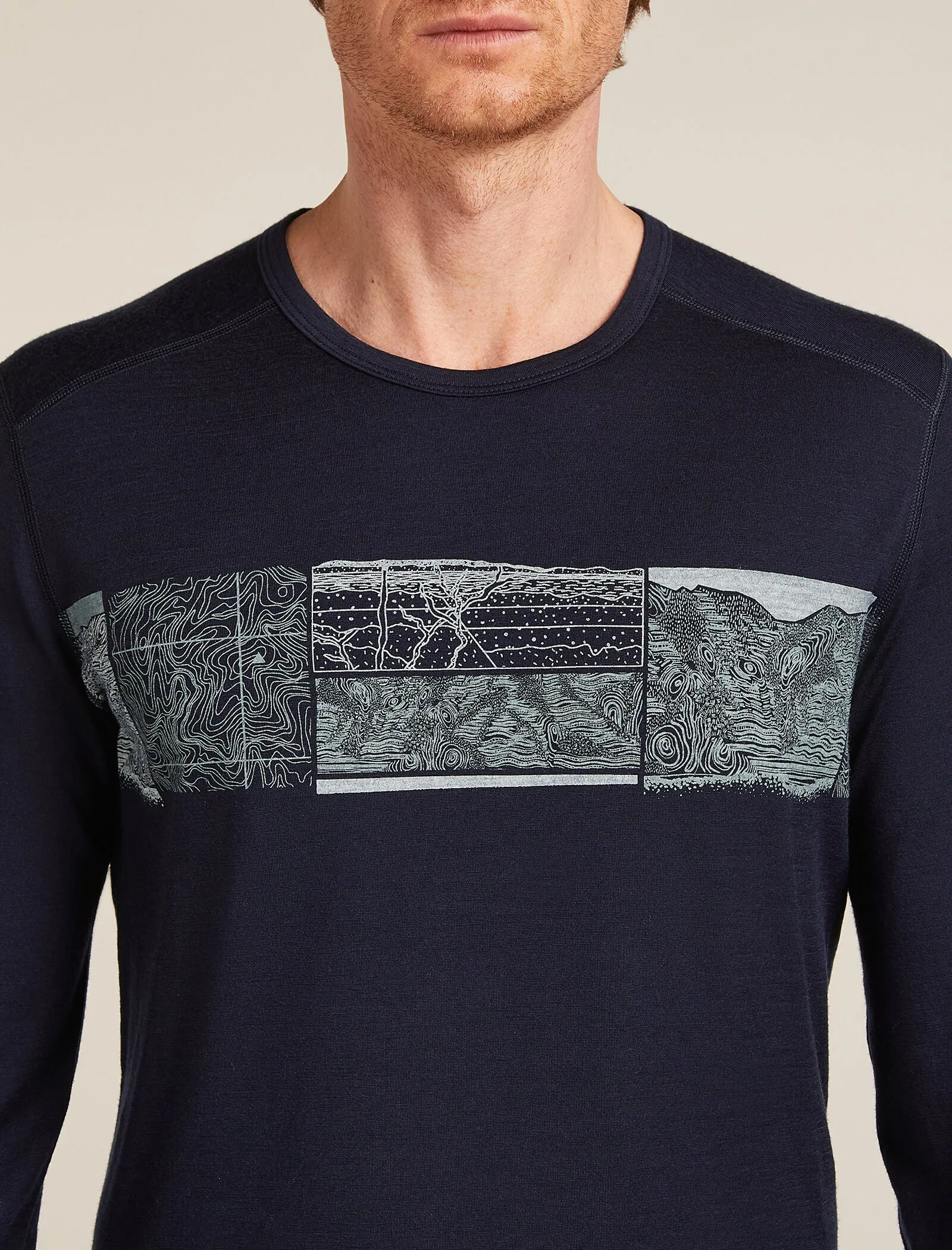 Men's Merino 200 Oasis Long Sleeve Crewe Thermal Top Elevation Line sold by Icebreaker product image thumbnail 5